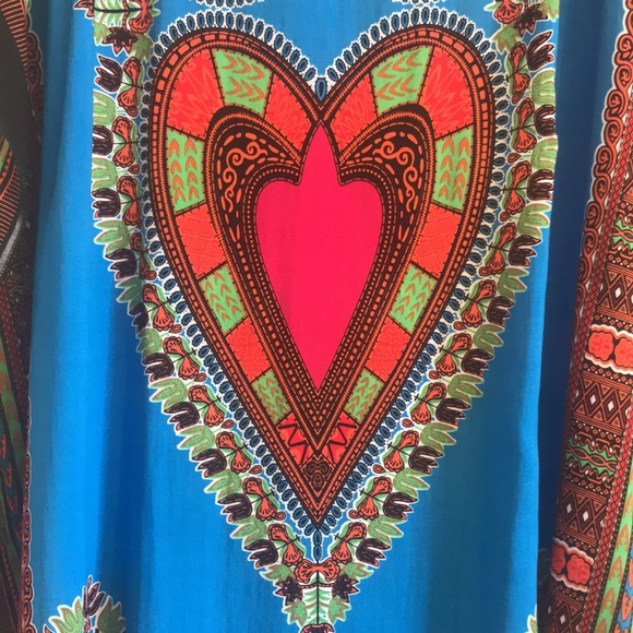 NWT boho graphic print heart blue -💯 cotton dress! Perfect heat wave dress! - Picture 6 of 13